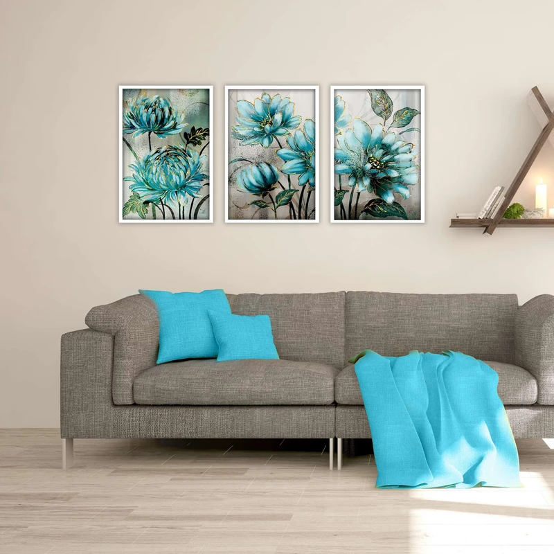 تابلو بکلیت طرح نقاشی طبیعت مدل شاین اکلیلی W-1887 مجموعه 3 عددی