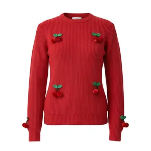 پلیور یقه گرد زنانه مدل گیلاسی