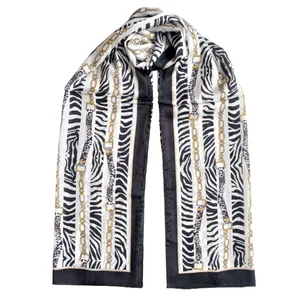 شال زنانه مدل ابریشم زبرا گورخری زنجیری