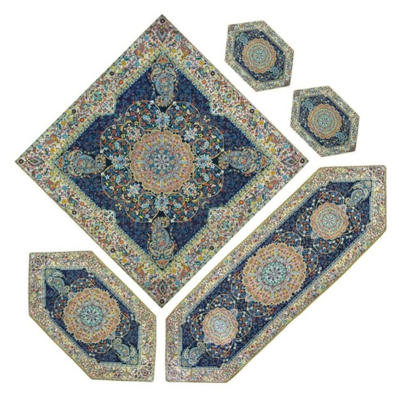 ست پنج تکه رومیزی ترمه مدل افشار