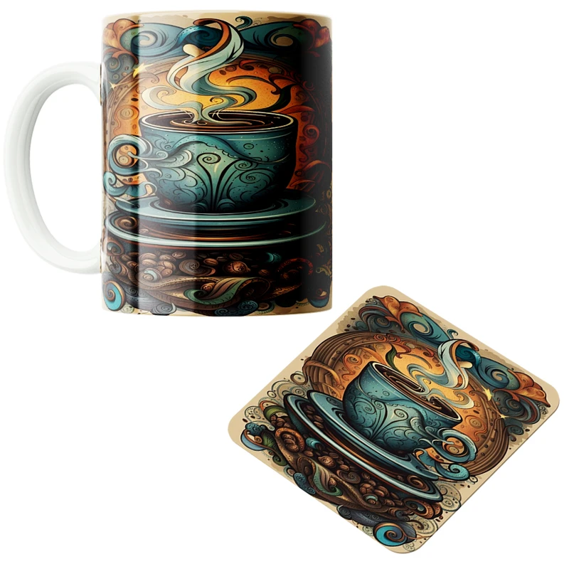 ماگ پاد آفرین مدل فنجان قهوه کد 04 به همراه زیر لیوانی