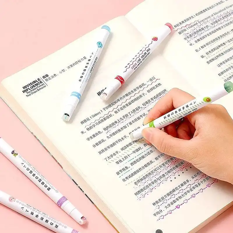 ماژیک علامت گذار مدل غلطکی شکل دار کد DM7008-6 مجموعه 6 عددی