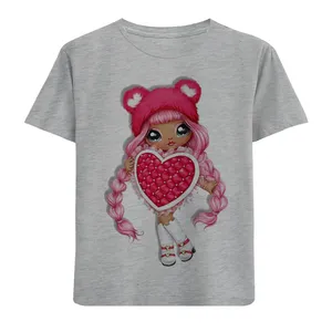 تی شرت آستین کوتاه دخترانه مدل دخترموصورتی F713