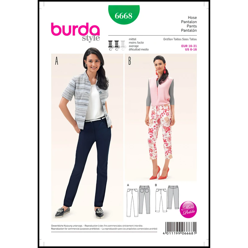 الگو خیاطی شلوار زنانه بوردا استایل کد 6668 سایز 32 تا 42 متد مولر