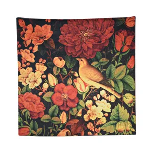 رومیزی مدل مخمل طرح گل و مرغ کد 126