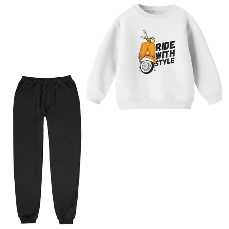 ست سویشرت و شلوار راحتی بچگانه مدل موتور  