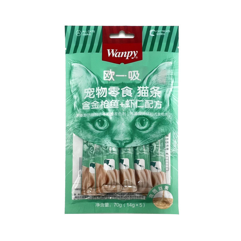 تشویقی گربه ونپی مدل تن ماهی و میگو وزن 70 گرم