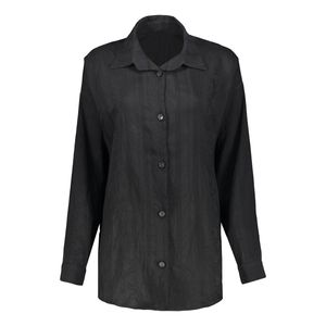 شومیز آستین بلند یقه برگردان زنانه مدل 10-30 رنگ مشکی