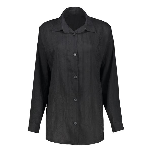 شومیز آستین بلند یقه برگردان زنانه مدل 10-30 رنگ مشکی