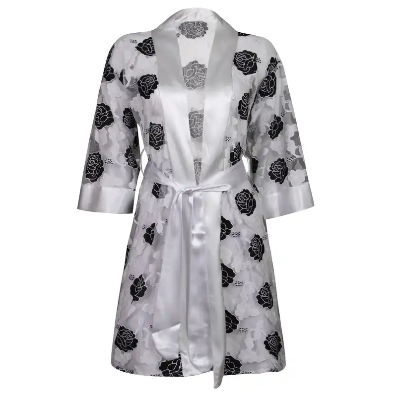 روبدوشامبر زنانه ماییلدا مدل گیپوری گلدار کد 4314 رنگ مشکی