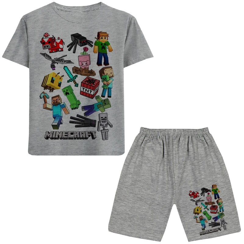 ست تی شرت و شلوارک پسرانه مدل ماین کرفت W55