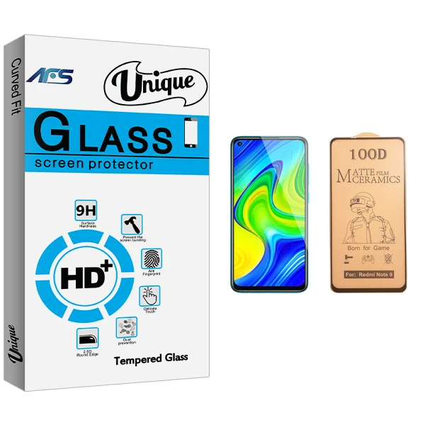 محافظ صفحه نمایش سرامیکی ای اف اس مدل Unique Glass مناسب برای گوشی موبایل شیائومی Redmi Note 9
