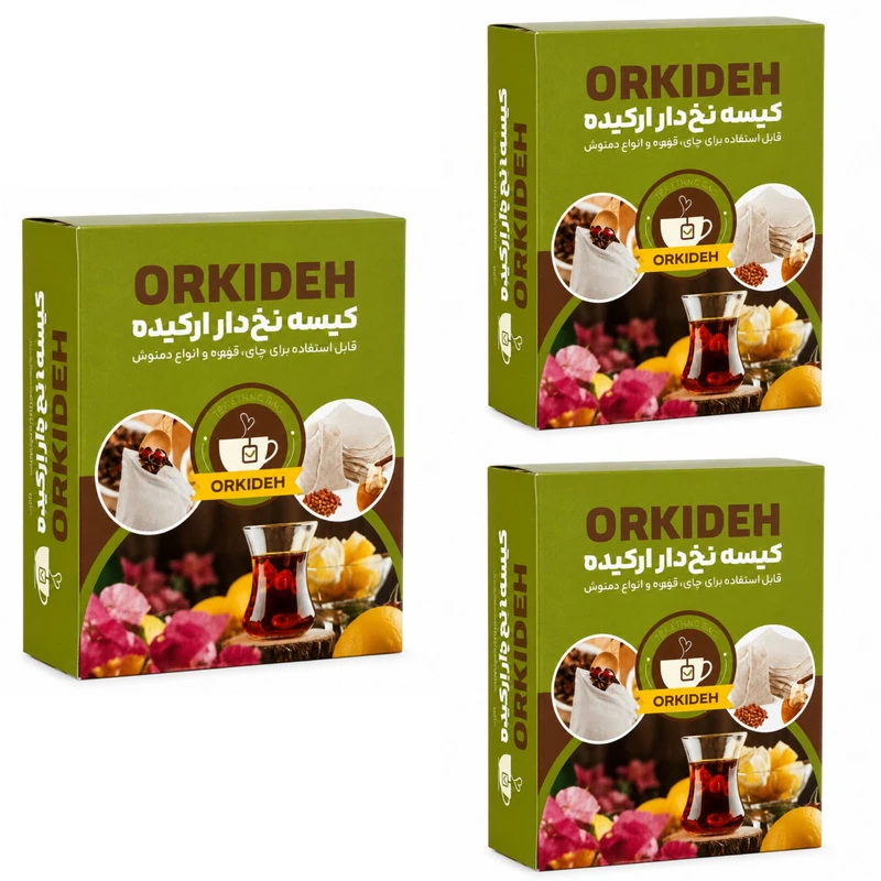 فیلتر چای ارکیده مدل کاغذی نخ‌دار 3 بسته 60 عددی