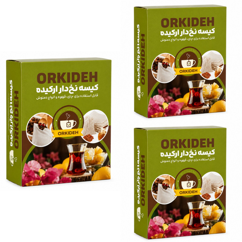 فیلتر چای ارکیده مدل کاغذی نخ‌دار 3 بسته 60 عددی