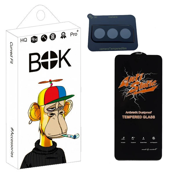 محافظ صفحه نمایش بوک مدل Antistatic Touch مناسب برای گوشی موبایل سامسونگ Galaxy s21 fe به همراه محافظ لنز دوربین