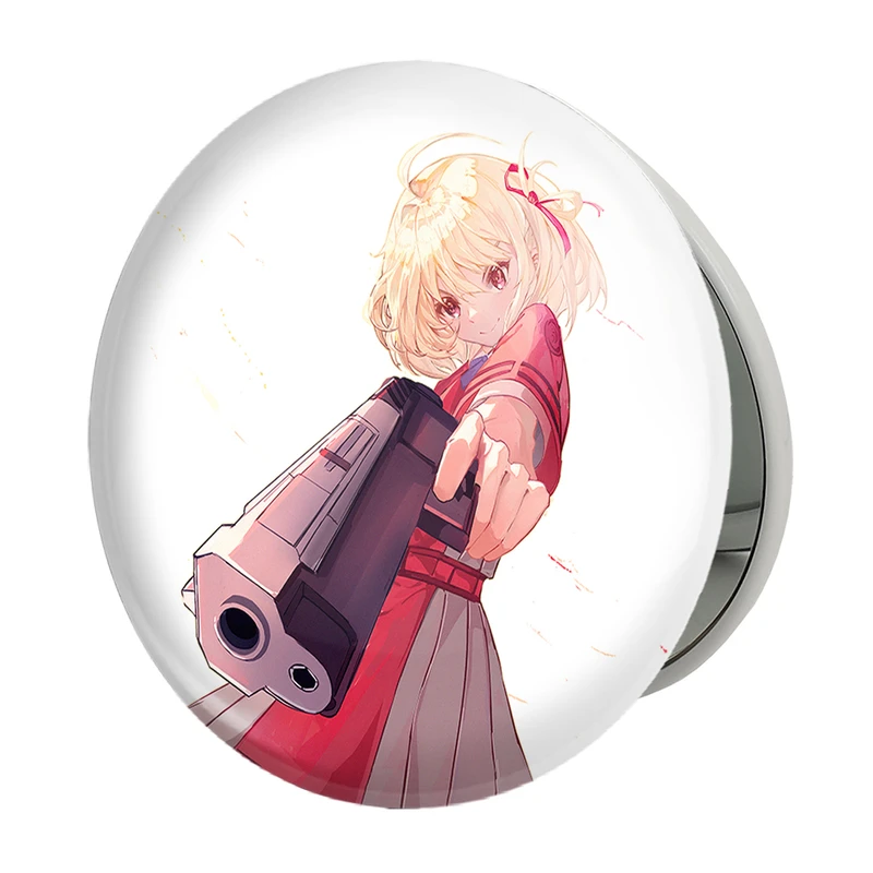 آینه جیبی خندالو طرح چیساتو انیمه لیکوریس ریکویل Lycoris Recoil مدل تاشو کد 22974 
