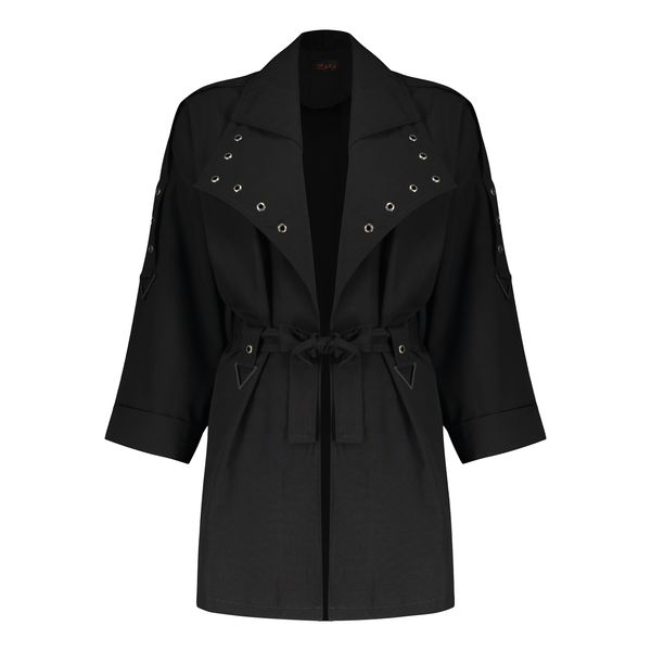 مانتو زنانه مدل یقه پانچ رنگ مشکی