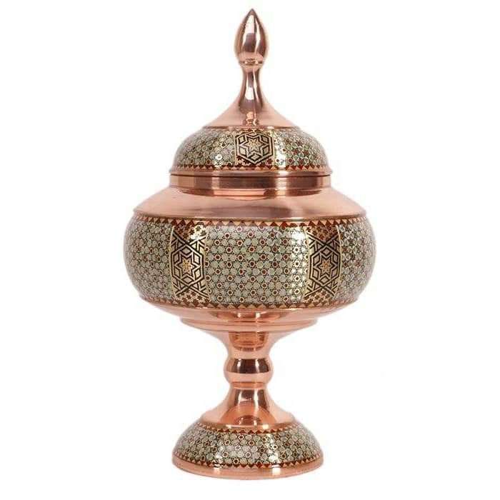 شکلات خوری خاتم کاری مسی مدل ماهور کد 26