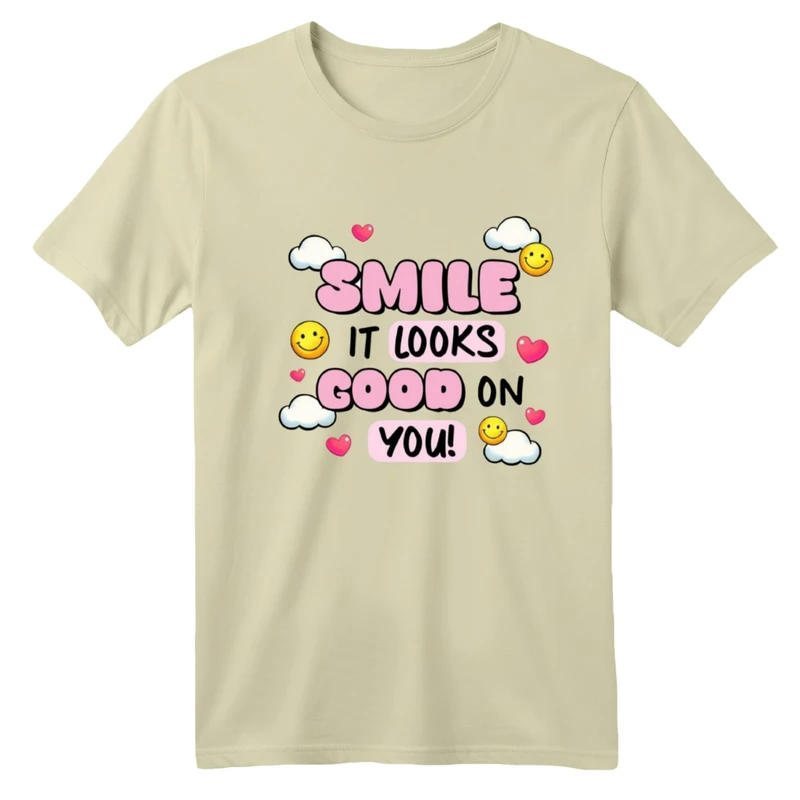 تی شرت آستین کوتاه بچگانه مدل لبخند بزن