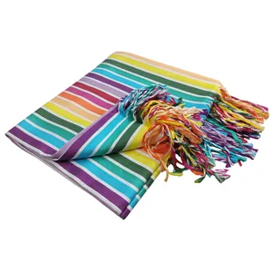 حوله حمام نساجی هنر یزد مدل rainbow-rish سایز 100x180 سانتی متر