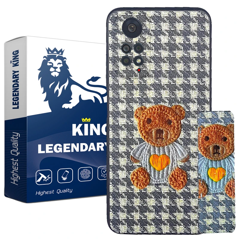   کاور لاین کینگ طرح خرس 3D مناسب برای گوشی موبایل شیائومی Redmi Note 11 Global / Note 11S به همراه پایه نگهدارنده
