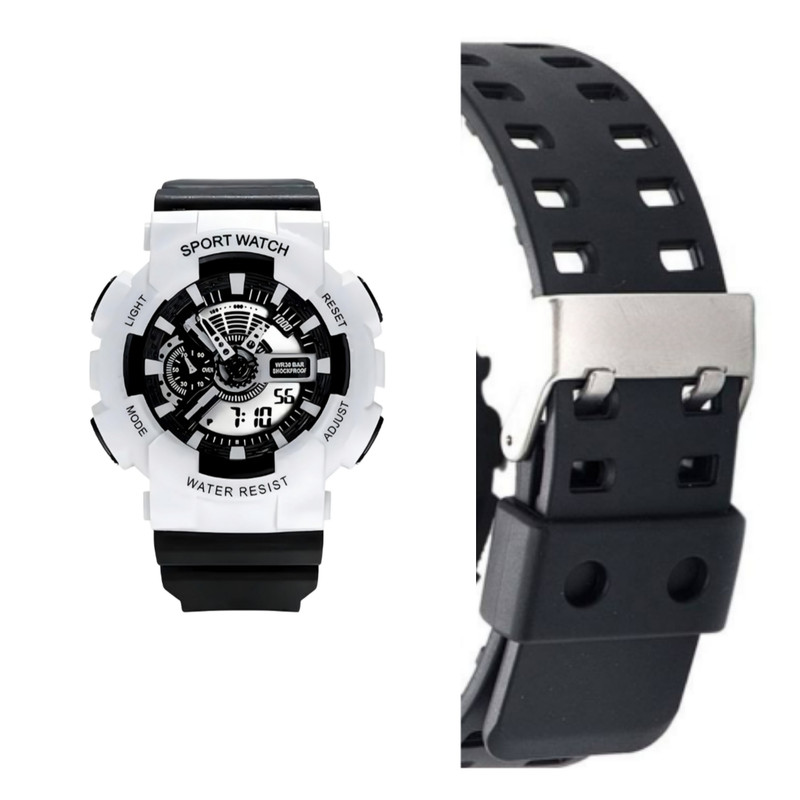 ساعت مچی عقربه ای مدل اسپرت دو زمانه بند پیو کد 3