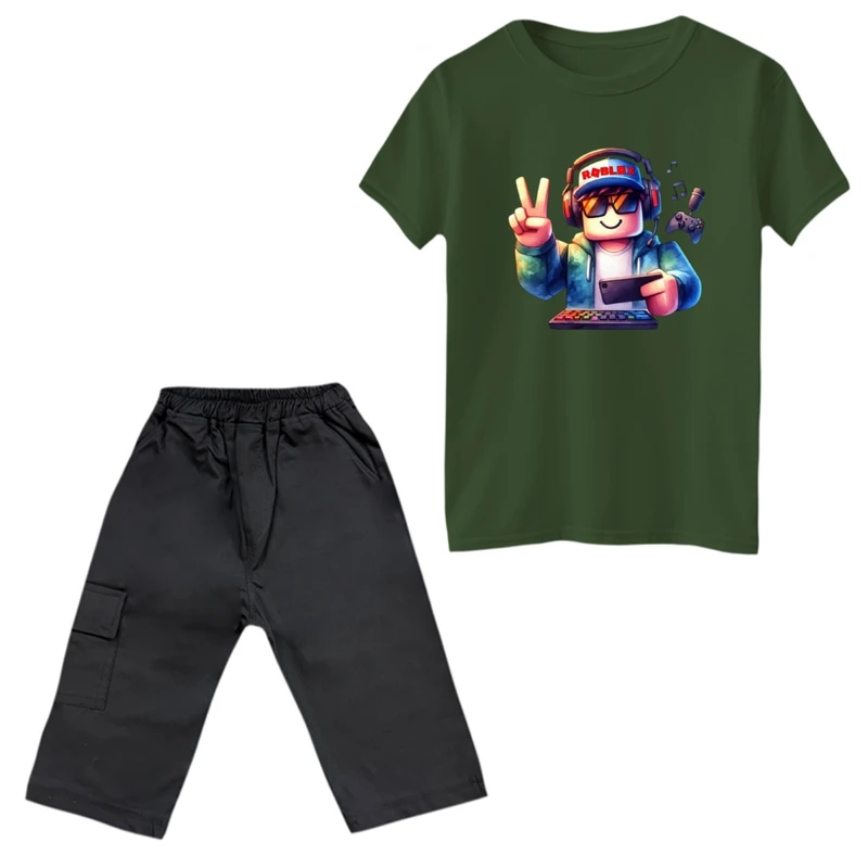 ست تی‌شرت و شلوارک پسرانه مدل روبلاکس کد 3