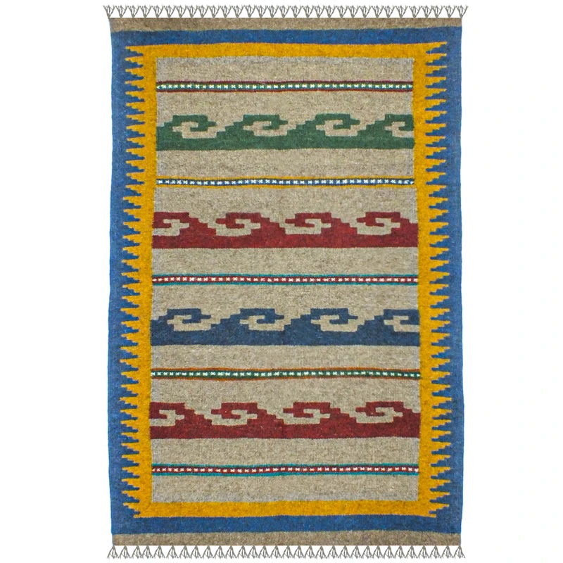 گلیم دستبافت یک و نیم متر مدل شیراز کد 1423 زمینه الوان