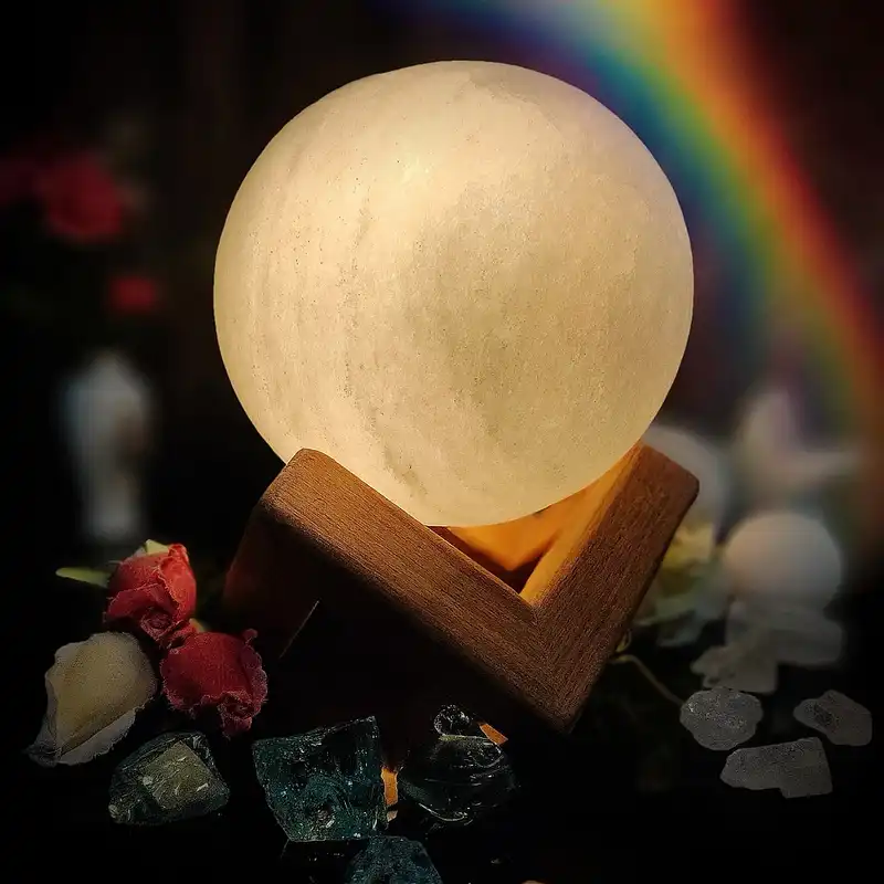 آباژور سنگ نمک مدل گـوی پـایه چـوبی کد 414