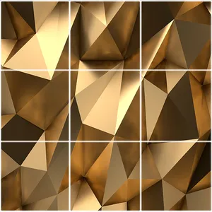 تایل سقفی طرح پارامتریک طلائی گل کد 1155-9 سایز 60x60 سانتی متر مجموعه 9 عددی