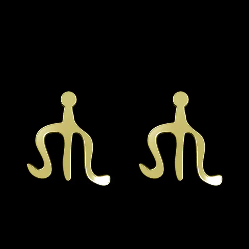 گوشواره طلا 18 عیار زنانه مدوپد مدل هندسی کد GA1-16173