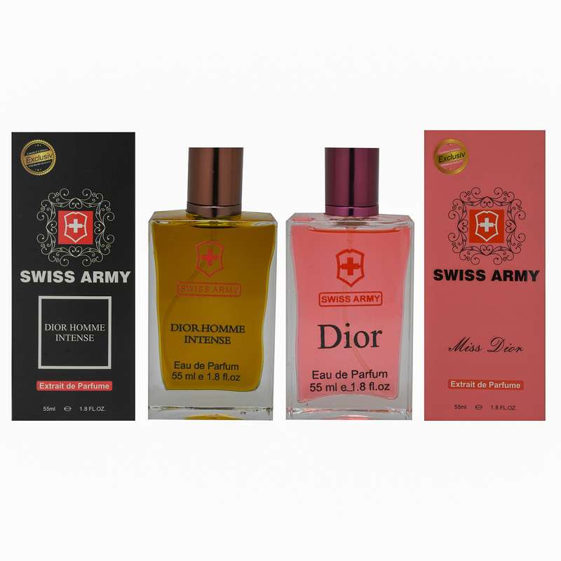ادوپرفیوم زنانه سوئیس آرمی مدل میس دیور حجم 55 میلی لیتر به همراه ادوپرفیوم مردانه دیور هوم اینتنس