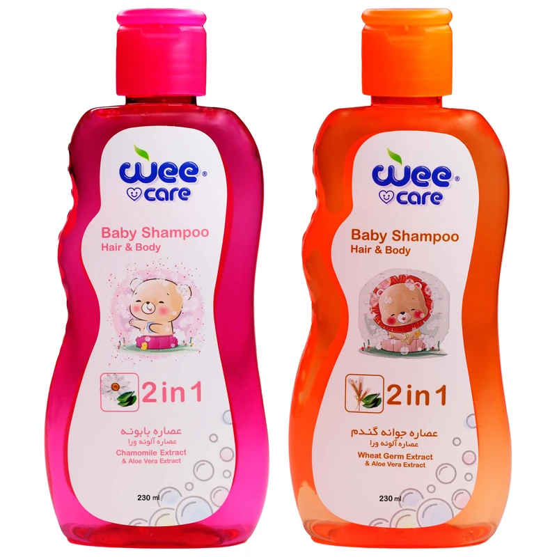 شامپو سر و بدن کودک وی کر مدل عصاره آلوئه ورا، بابونه و جوانه گندم حجم 460 میلی لیتر مجموعه 2 عددی