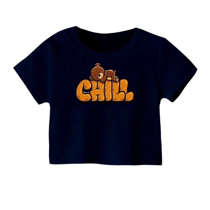 کراپ‌ تی‌شرت آستین کوتاه زنانه مدل خرس تنبل