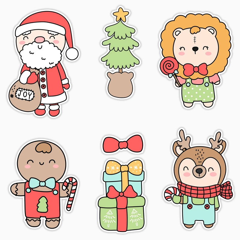 استیکر لپ تاپ و موبایل بووم طرح کریسمس کد MR153 مجموعه 6 عددی