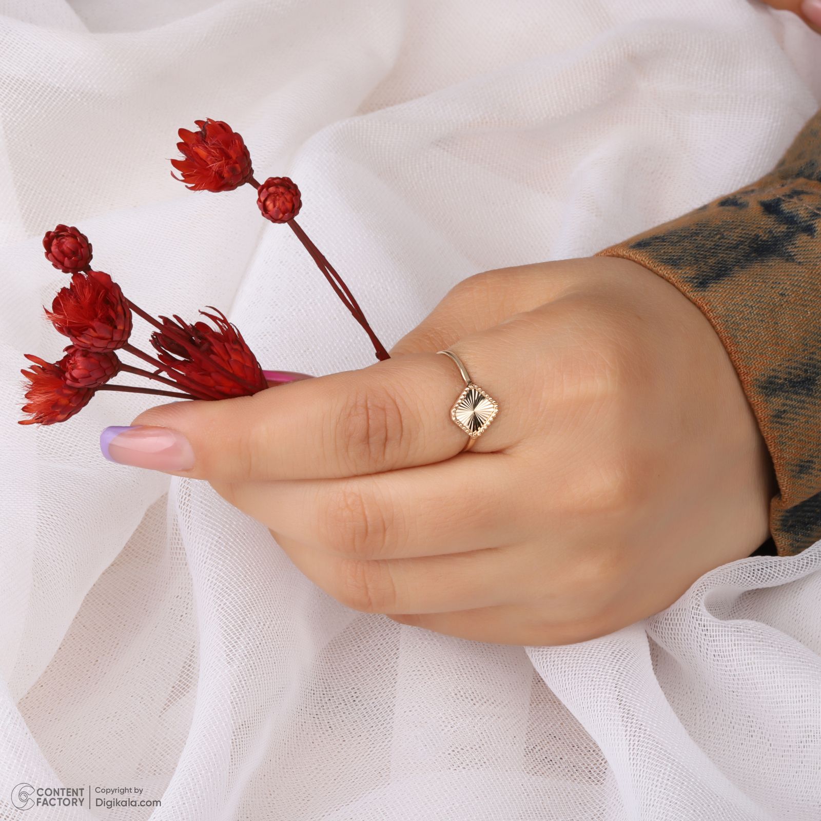 انگشتر طلا 18 عیار زنانه مطیع ها مدل 382 سایز 56 -  - 8