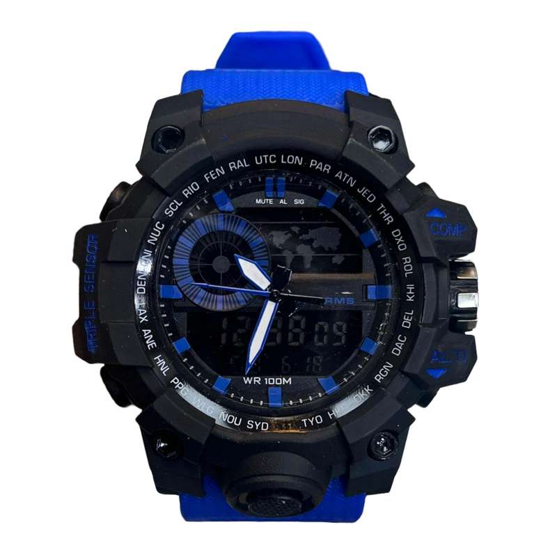 ساعت مچی عقربه ای پسرانه مدل دو زمانه کد S ساعت مچی عقربه ای پسرانه مدل دو زمانه کد S