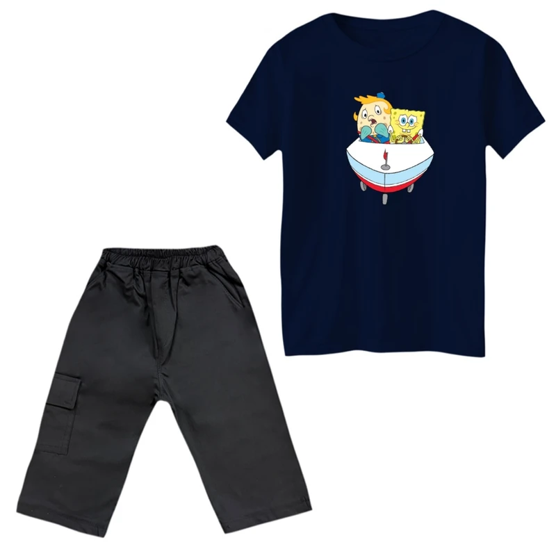ست تی‌شرت و شلوارک پسرانه مدل باب اسفنجی کد 3