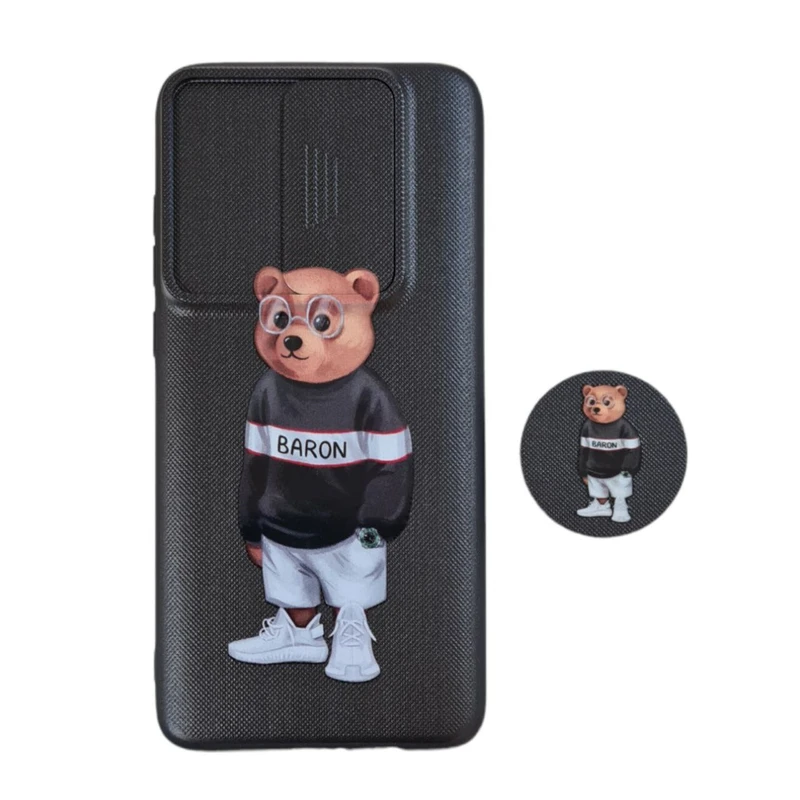 کاور طرح خرس کد 841 مناسب برای گوشی موبایل شیائومی Redmi Note 8 Pro به همراه پاپ سوکت