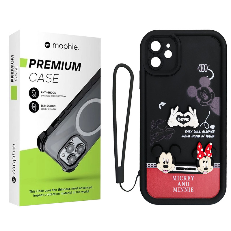 کاور موفی مدل Silicone Puffer Minni Mouse Strap مناسب برای گوشی موبایل اپل iPhone 11 به همراه بند