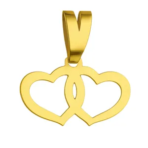 آویز گردنبند طلا 18 عیار زنانه گالری صادقی طرح دو قلبی