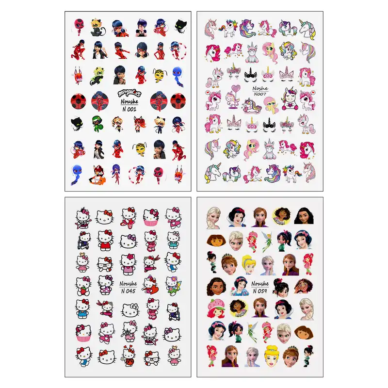 برچسب لنز ناخن مدل کارتونی کد N1-7-45-59 مجموعه 4 عددی