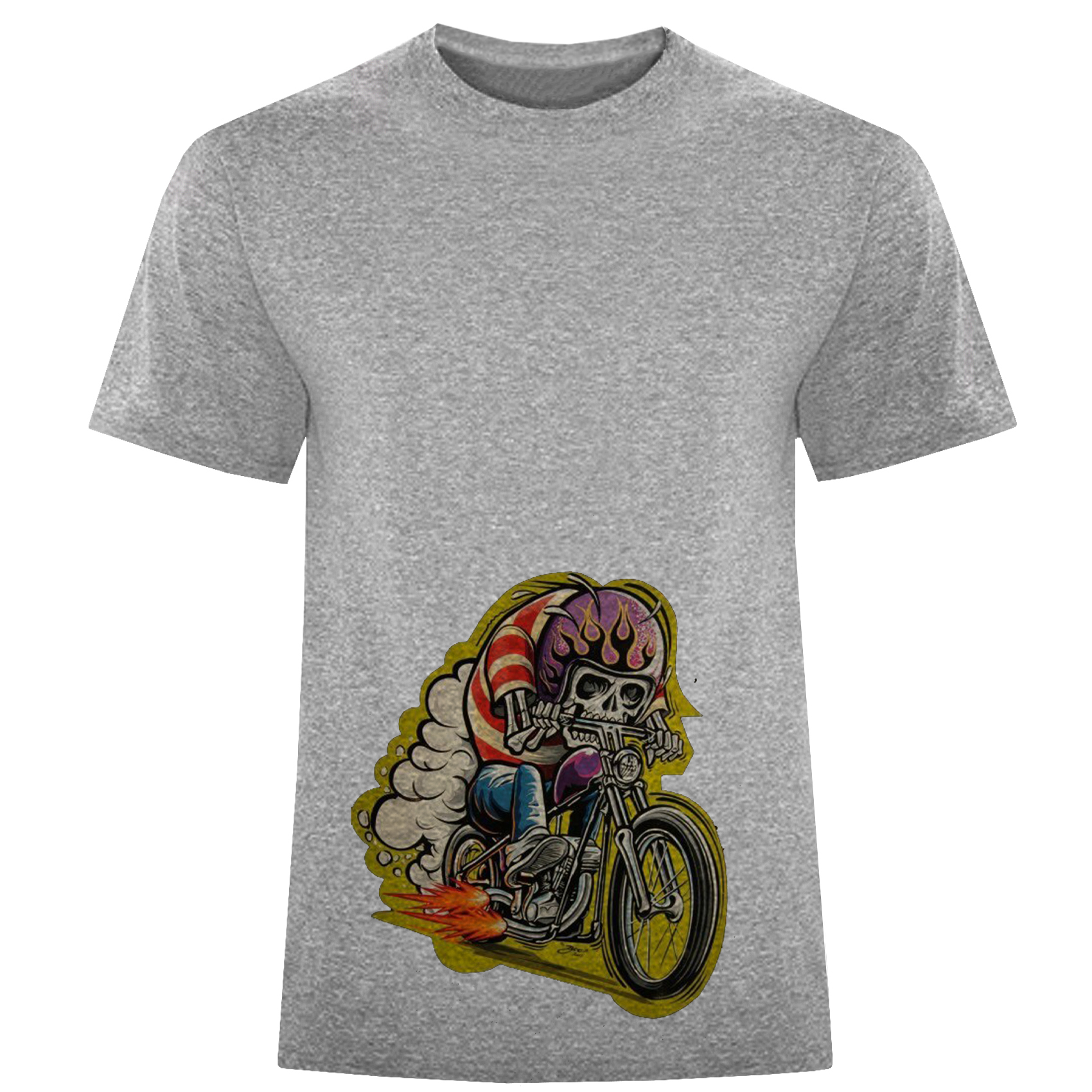 تی شرت آستین کوتاه مردانه مدل اسکلت موتورسوار D866