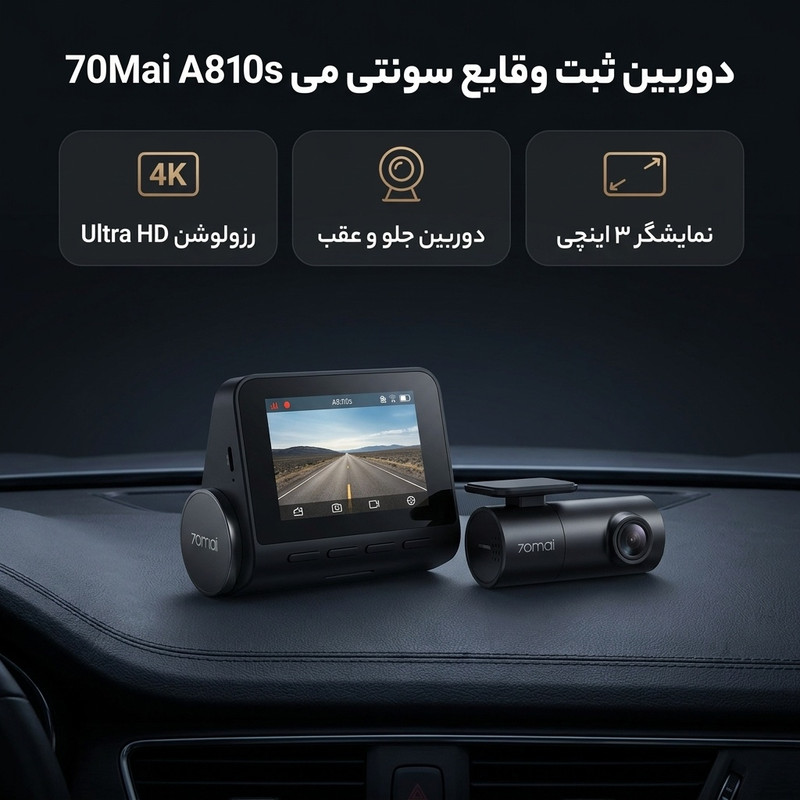 دوربین ثبت وقایع خودرو سونتی مِی مدل 70Mai Dashcam 4k A810s-set