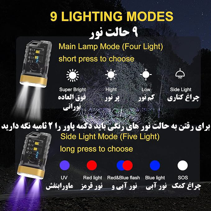 چراغ قوه دستی مدل کلیپسی