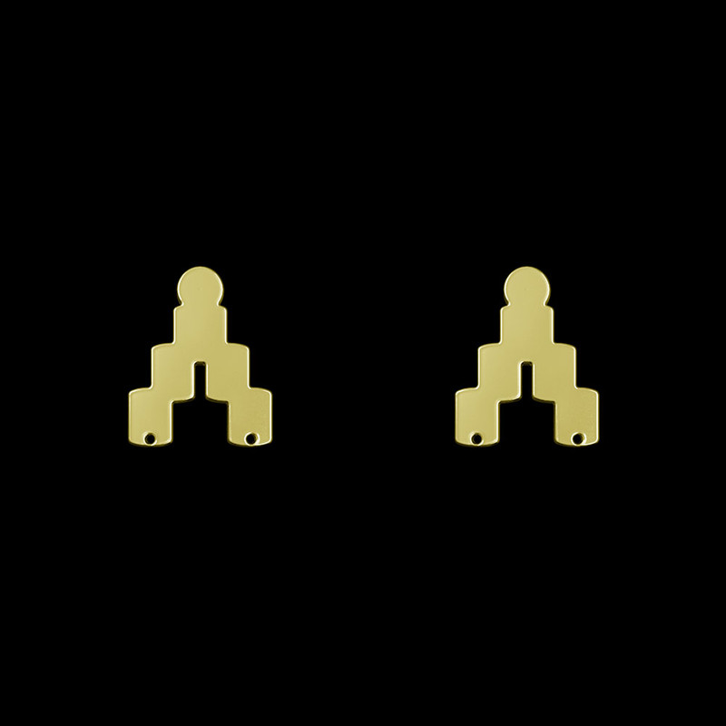 گوشواره طلا 18 عیار زنانه مدوپد مدل هندسی کد GA1-11057