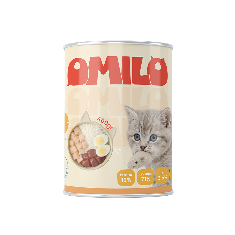 کنسرو غذای گربه بالغ اومیلو مدل پته طعم مرغ وزن ۴۰۰ گرم