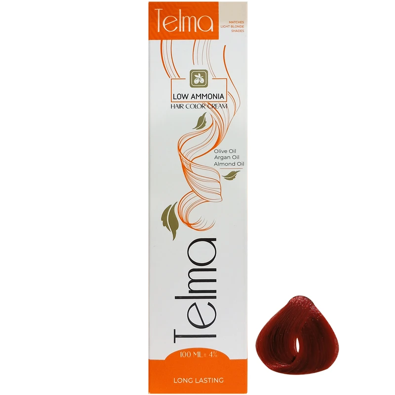 رنگ مو تلما مدل Low Ammonia شماره 6.5 حجم 100 میلی لیتر رنگ ماهاگونی شرابی