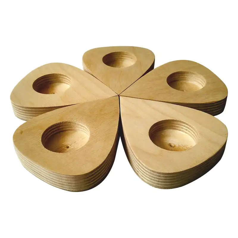 جاشمعی چوبی طرح قطره مجموعه 5 عددی