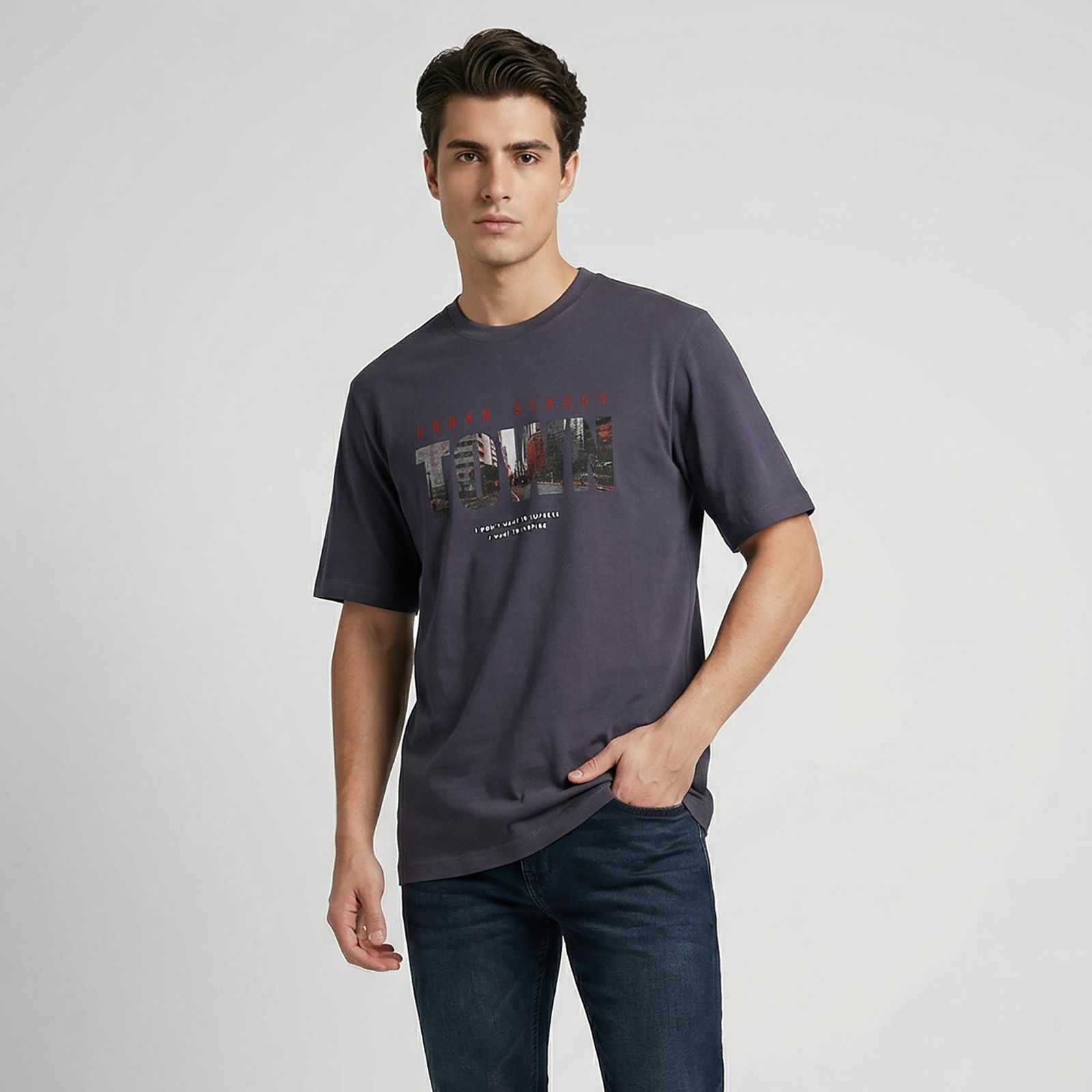 تیشرت آستین کوتاه یقه گرد مردانه وان بای وان مدل 05 - - 1